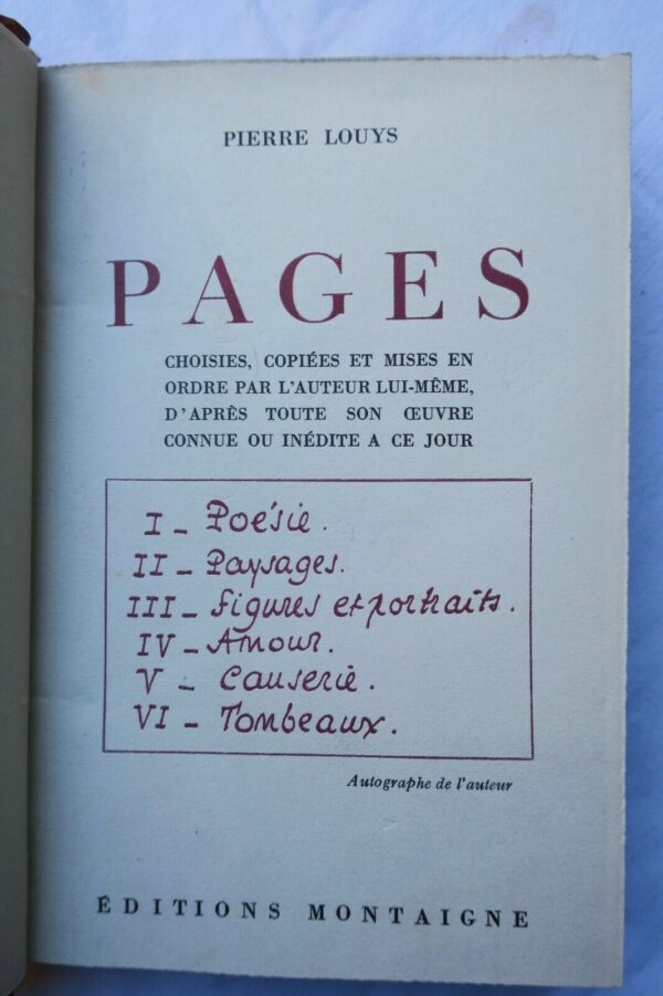 Louÿs Pages choisies, copiées et mises en ordre 1927 – Image 4