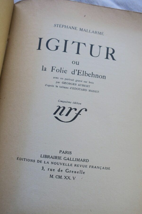 MALLARME Igitur ou la folie d'Elbehnon 1925 – Image 3