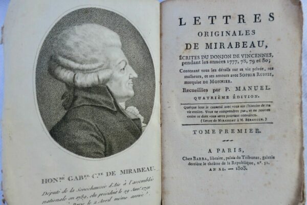 Mirabeau Lettres originales de Mirabeau, écrites du donjon de Vincennes 1803 – Image 4