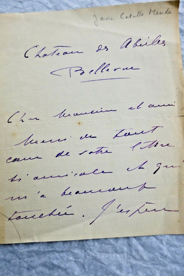 Mme CATULLE-MENDES  lettres autographes manuscrites & signées – Image 7