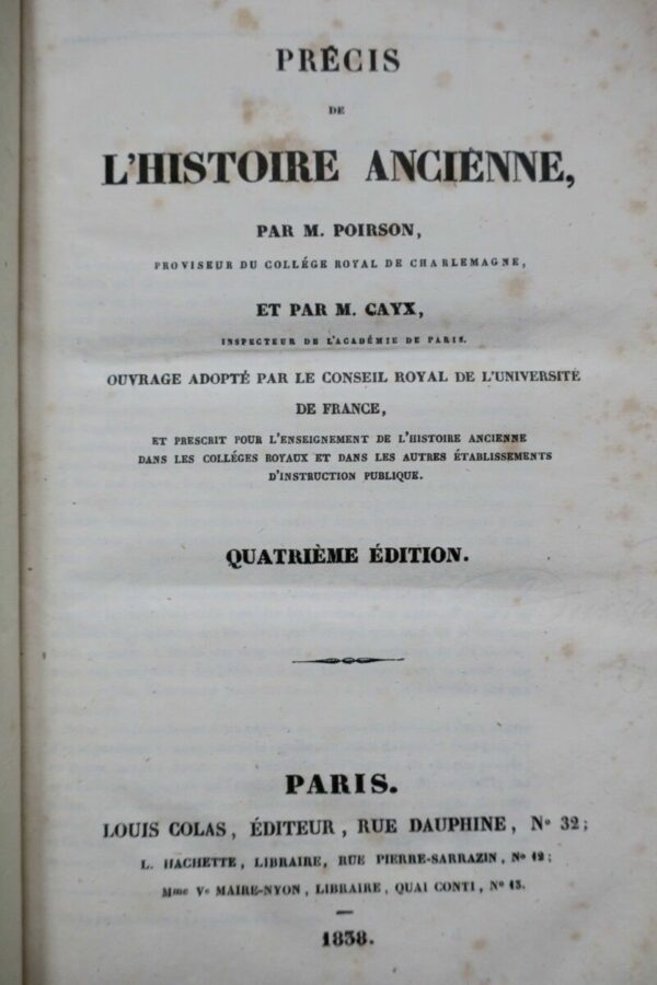 PRECIS DE L’HISTOIRE ANCIENNE 1838 – Image 3