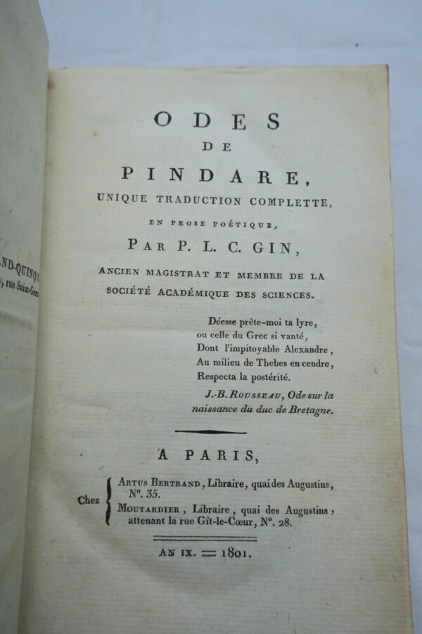 Pindare  Odes de Pindare 1801 – Image 4