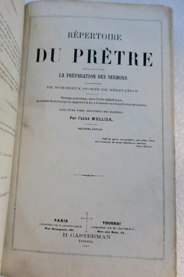 Prêtre MULLIER ABBE REPERTOIRE DU PRETRE, DESTINE A LUI FACILITER LA PREPARATION – Image 9