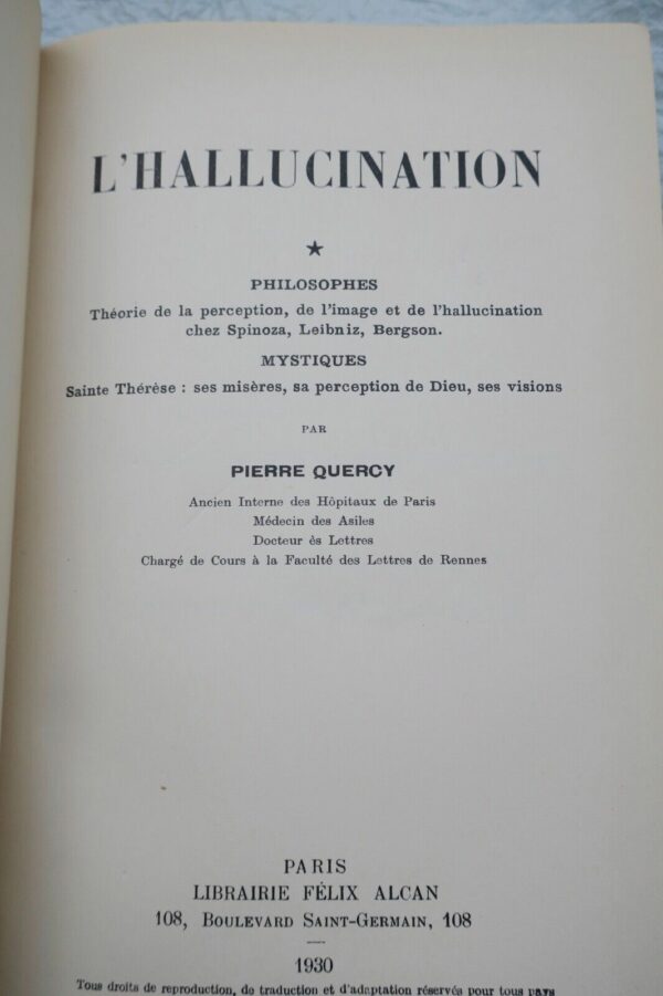 QUERCY (Pierre) L'Hallucination. Philosophes et mystiques. Etudes cliniques – Image 7