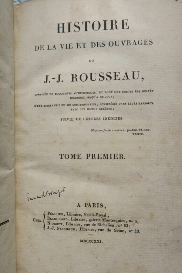 ROUSSEAU  Histoire de la vie et des ouvrages de J.J. Rousseau1821 – Image 8