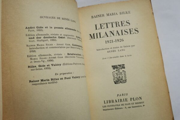 Rilke, Rainer Maria Lettres milanaises, 1921-1926  S.P. – Image 9