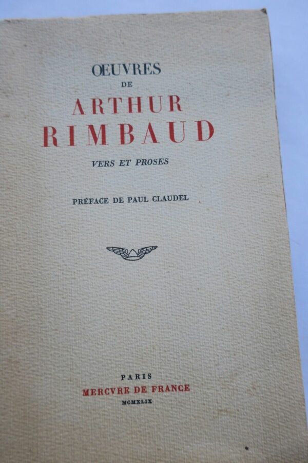 Rimbaud Arthur Oeuvres de Arthur Rimbaud - Vers et proses 1949 Claudel