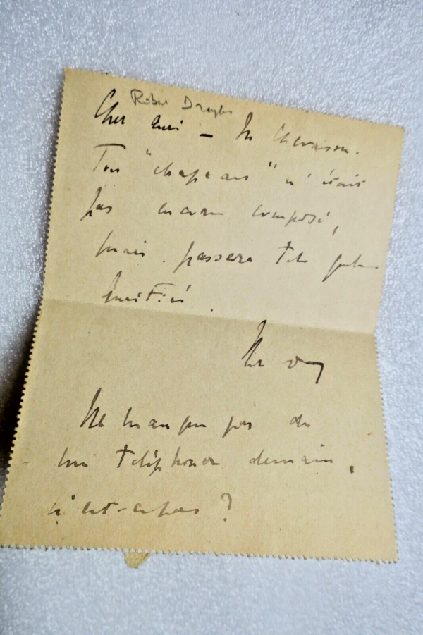 Robert Dreyfus à Fernand Gregh lettres autographes manuscrites – Image 4