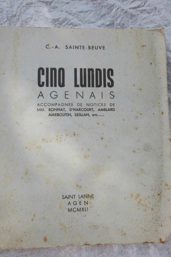 SAINTE-BEUVE C.A. CINQ LUNDIS AGENAIS 1941