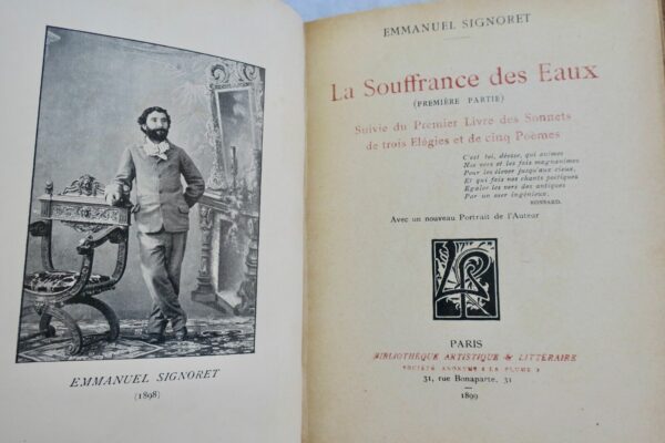 SIGNORET la SOUFFRANCE des EAUX,Livre des Sonnets de trois Élégies...