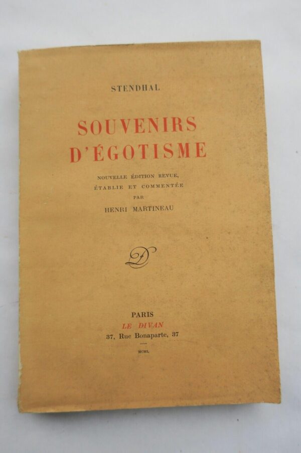 Stendhal (1783-1842) Souvenirs d'égotisme  1950