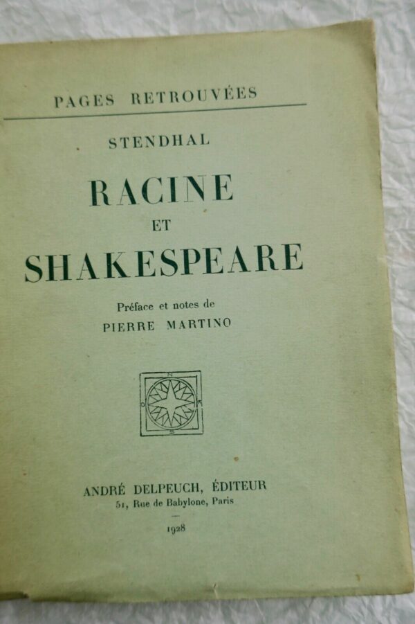 Stendhal, Martino Racine et Shakespeare 1928