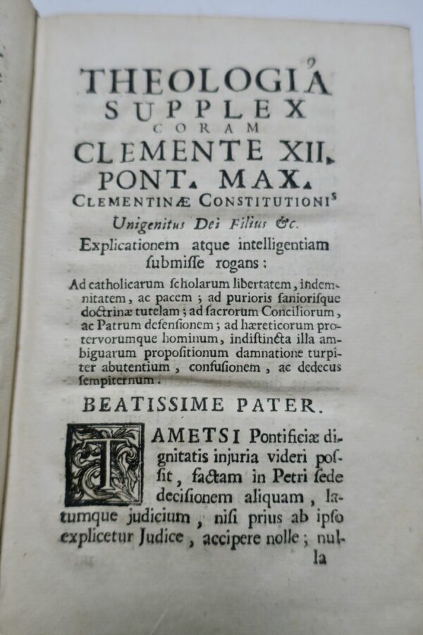 Theologia Supplex Coram Clemente XII Pont. Max: Clementinae Constitutionis 1736 – Image 6