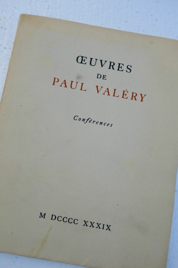 Valéry, Paul Oeuvres De Paul Valéry - Conférences 1939