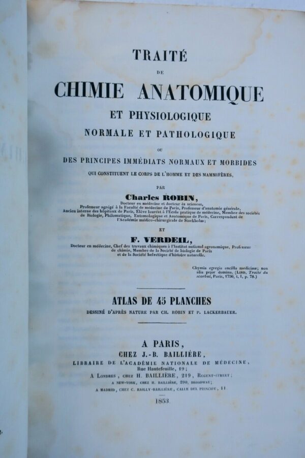 chimie Traité de chimie anatomique et physiologique normale 1853 – Image 9