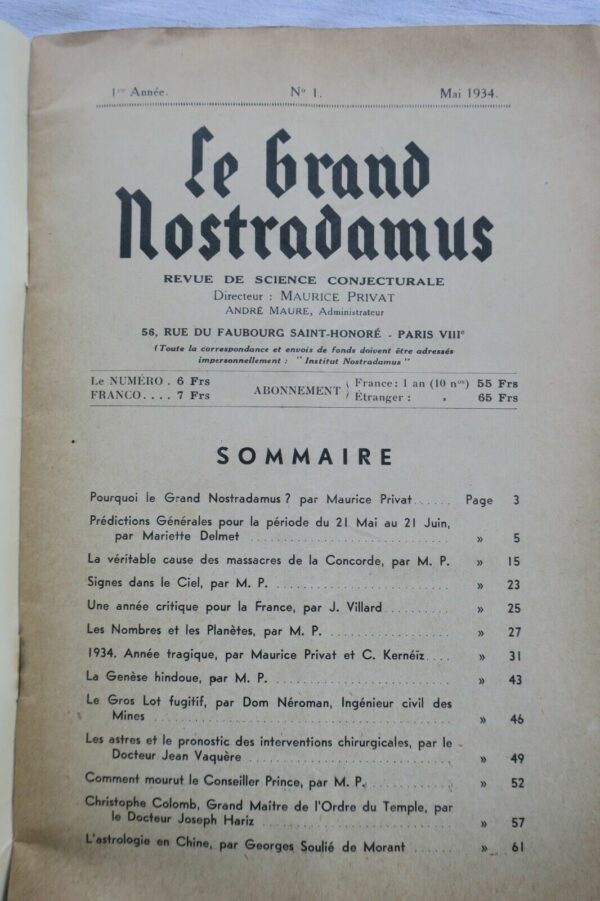 ésotérie Le grand Nostradamus mai 1934 mensuelle n°1 – Image 8