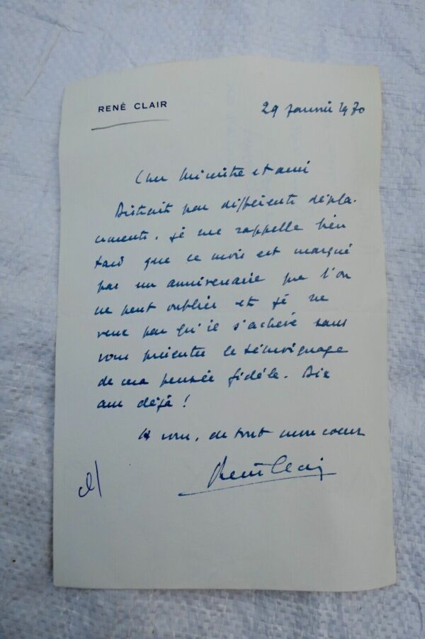 lettre autographe signée René Clair