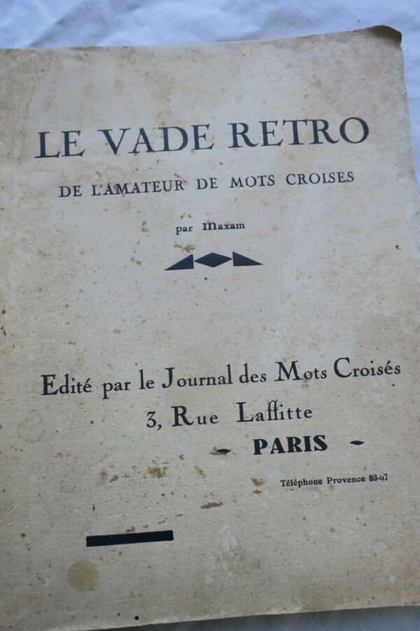 mots croisés VADE MECUM ET VADE RETRO DE L'AMATEUR DE MOTS CROISES