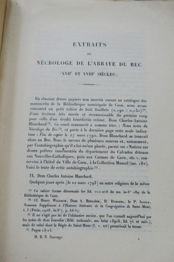 Abbaye du bec extraits du nécrologue de l'abbaye du bec 1926 Sauvage – Image 6