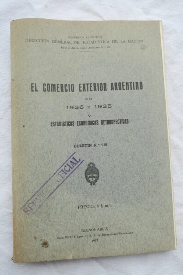 Argentina comercio exterior argentino en 1936 y 1935 y estadisticas economicas