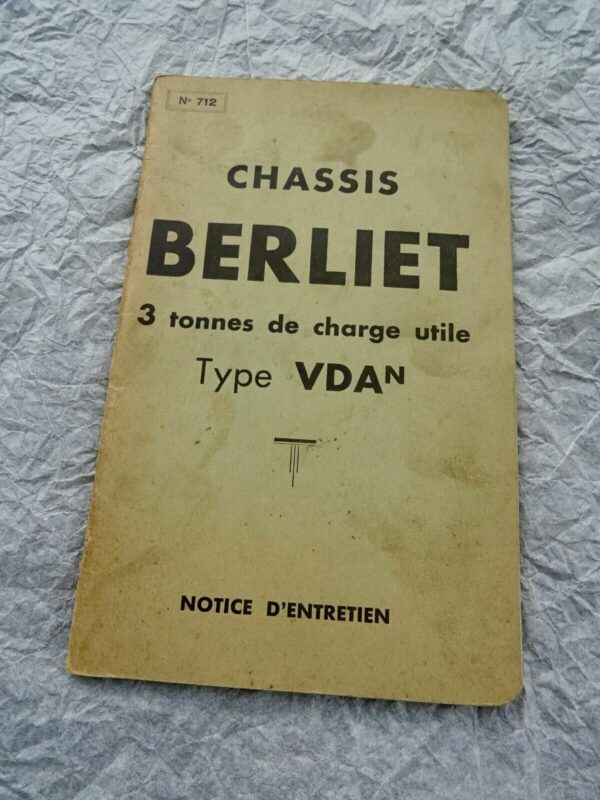 Berliet chassis berliet 3 tonnes de charge utile Type VDAn Notice d'entretien – Image 3