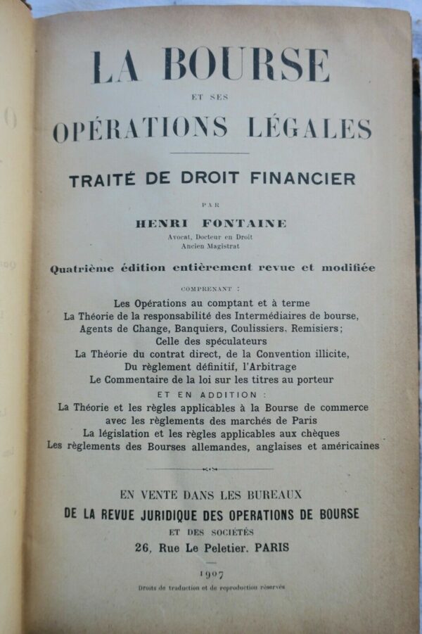 Bourse La bourse et ses opérations légales 1907 – Image 7