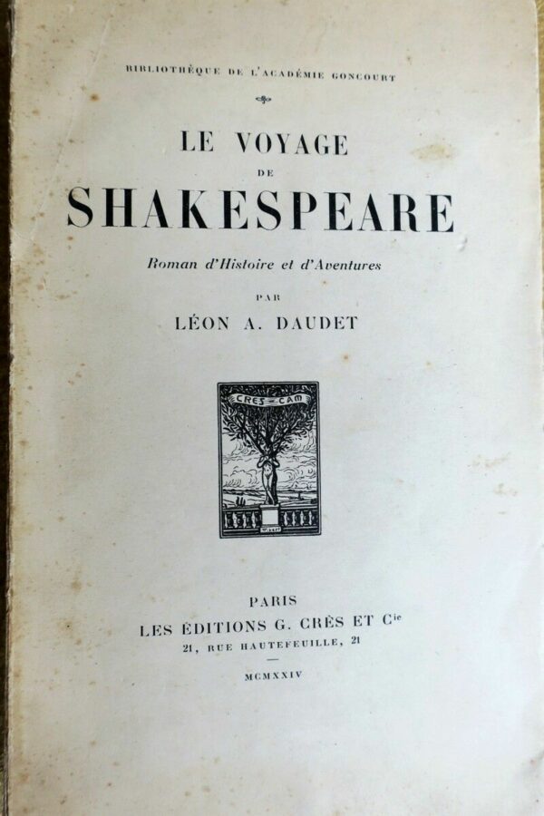 DAUDET Le voyage de Shakespeare. Roman d’Histoire et d’Aventures – Image 3