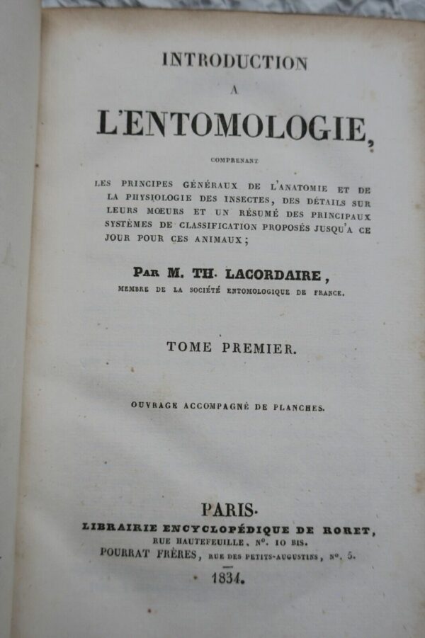 Entomologie LACORDAIRE Introduction à l'entomologie 1834 – Image 5