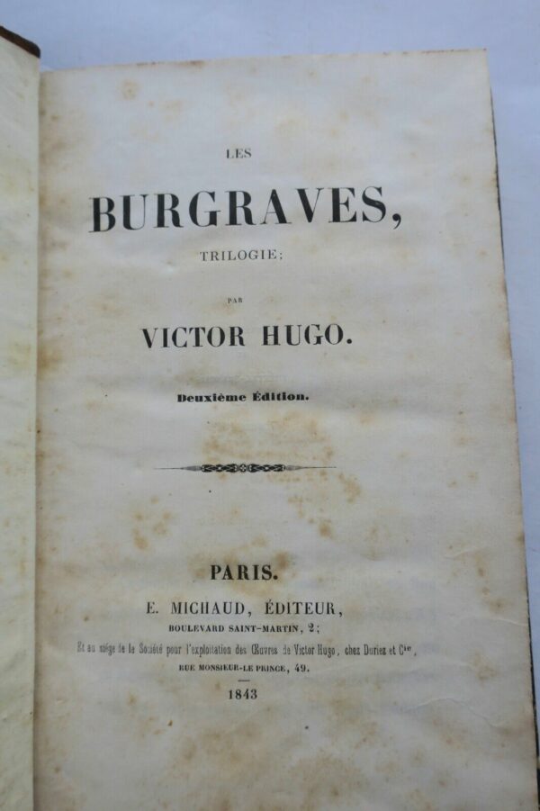 HUGO, Victor Les Burgraves 1843 – Image 5