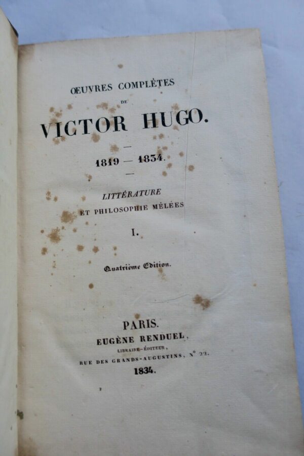 Hugo (Victor)  LITTERATURE ET PHILOSOPHIE MELEES 1834 – Image 4