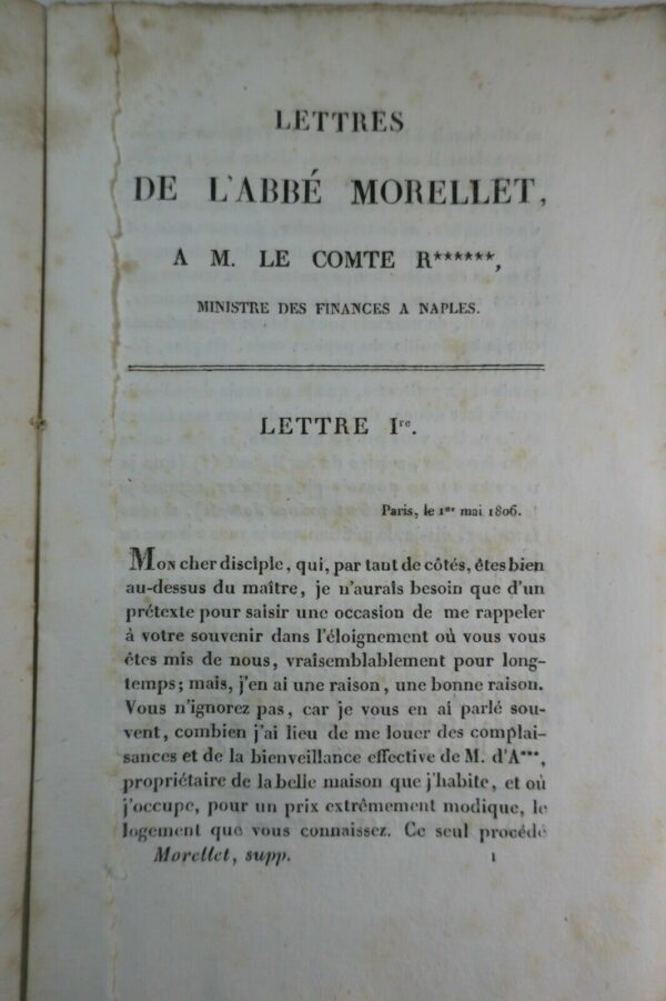 LETTRES INEDITES DE L'ABBE MORELLET histoire politique et littéraire 1806-1807 – Image 5