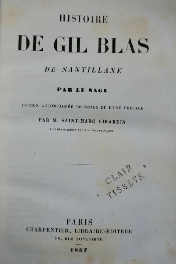 Le Sage Histoire de Gil Blas de Santillane 1857 – Image 3