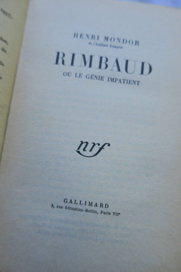 MONDOR RIMBAUD OU LE GENIE IMPATIENT + envoi – Image 5