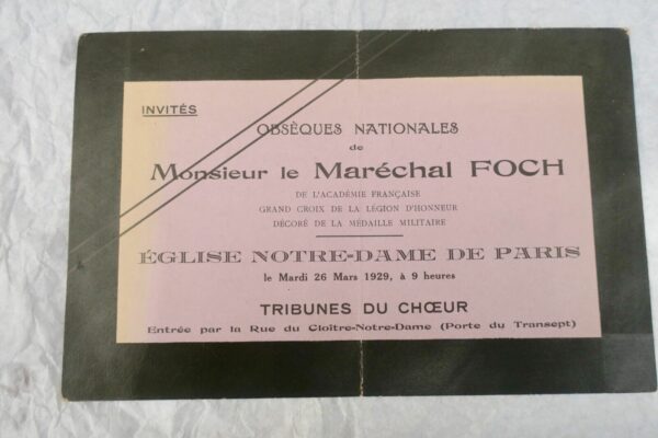 Maréchal FOCH faire-part de décès