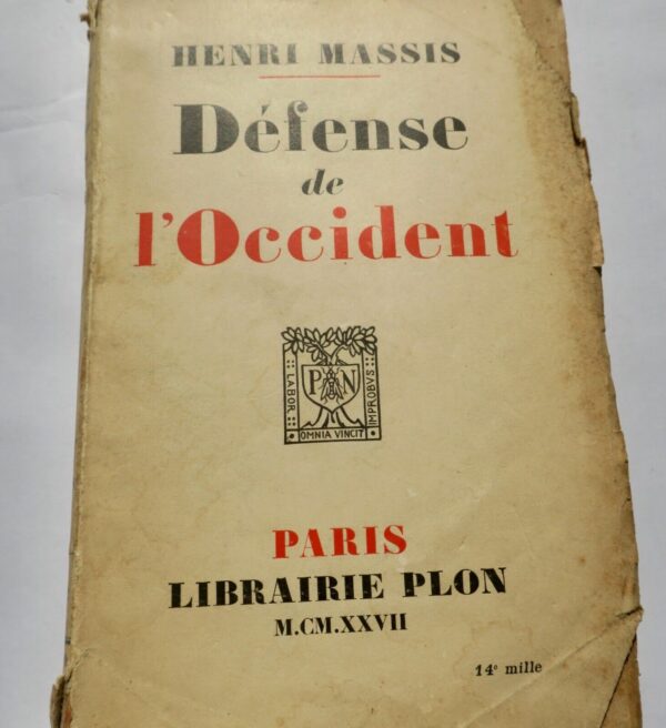 Massis Henri Défense de l'Occident + dédicace