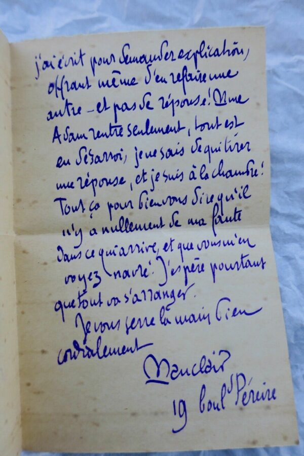 Mauclair belle lettre autographe signée – Image 3