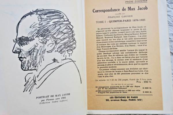 Max Jacob. TOME I : Quimper - Paris 1876-1921 + dédicace – Image 7