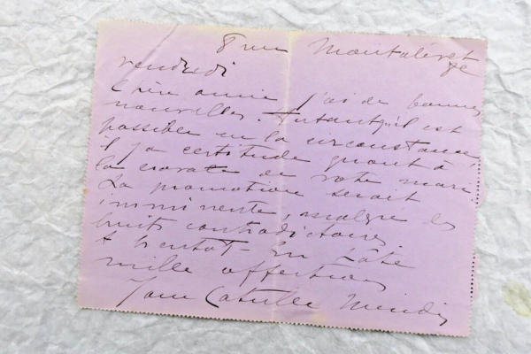 Mrs. Catulle-Mendes Autographed Handwritten Letters