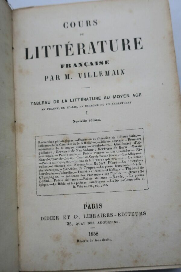 NAPOLEON VILLEMAIN (Abel-François) Cours de Littérature Française – Image 4