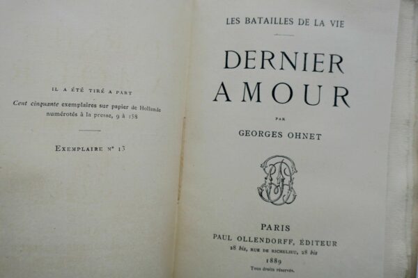 OHNET Dernier amour.... 1889 sur papier hollande numéroté