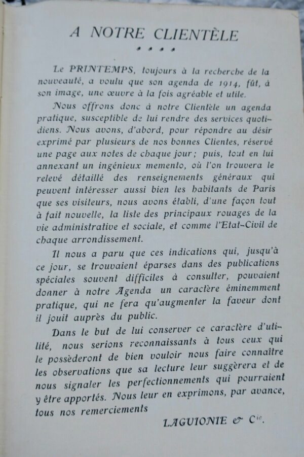 PARIS - AGENDA des GRANDS MAGASINS du PRINTEMPS 1914 – Image 9