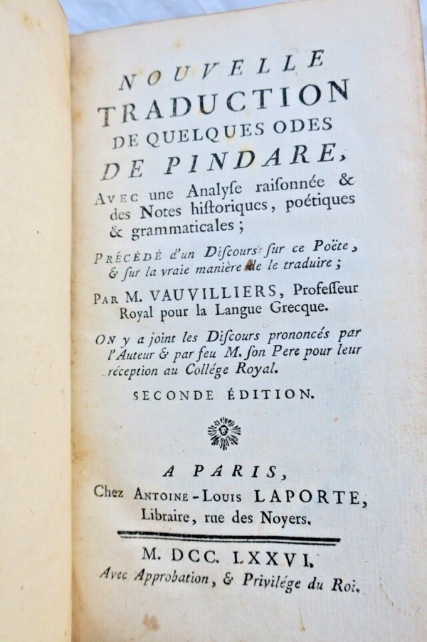 PINDARE  Nouvelle traduction des quelques odes de Pindare 1776 – Image 9