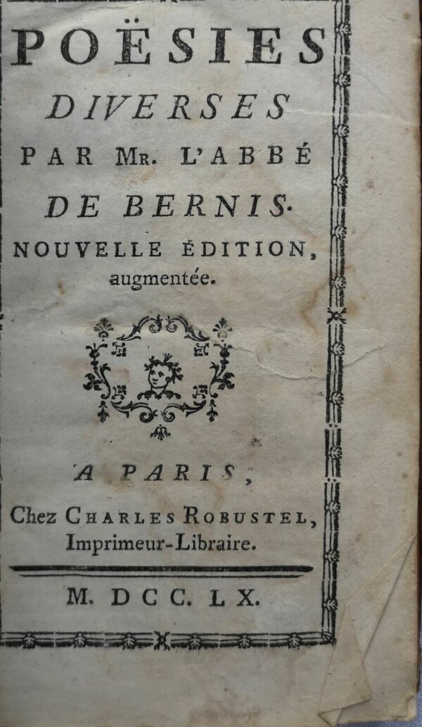 POESIES DIVERSES. PAR MR L'ABBE DE BERNIS 1760 – Image 3