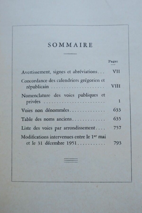 Paris Nomenclature des voies publiques et privées par la Ville de Paris 1951 – Image 9