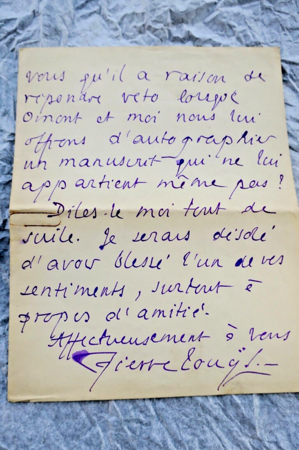 Pierre Louÿs BELLE LETTRE AUTOGRAPHE MANUSCRITE – Image 3