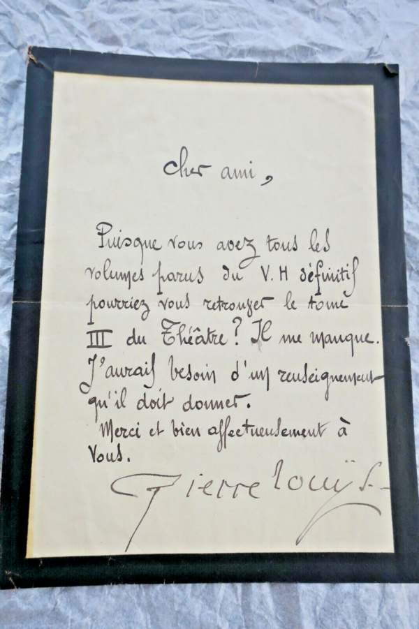 Pierre Louÿs BELLE LETTRE AUTOGRAPHE MANUSCRITE