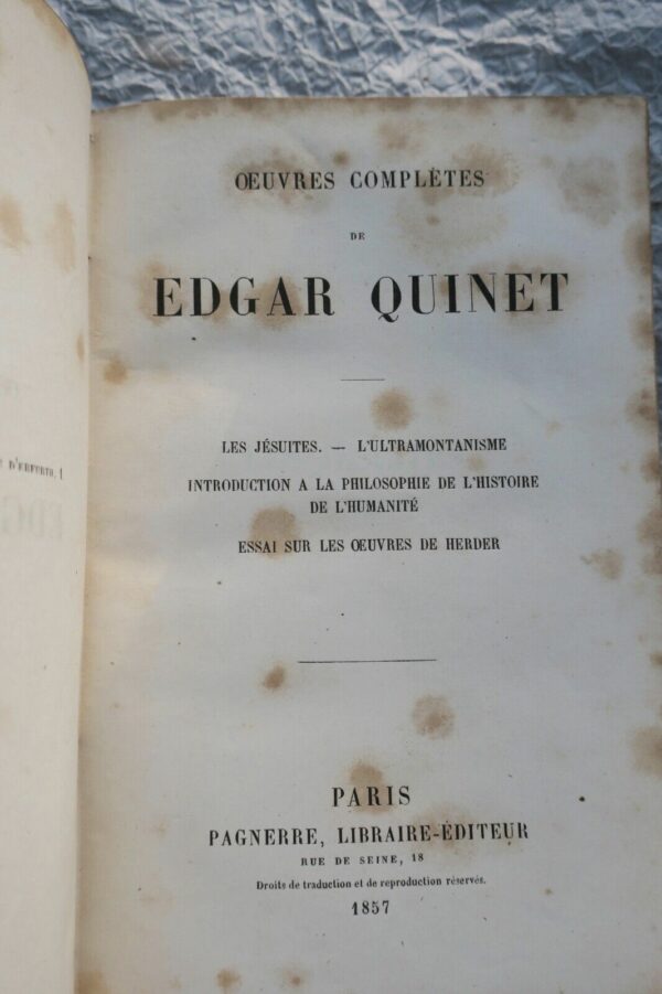 QUINET EDGAR OEUVRES COMPLETES LES JESUITES - L'ULTRAMONTANISME...1857 – Image 8