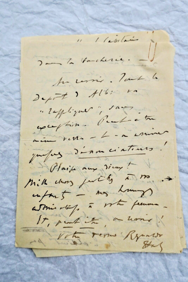 Renaldo HAHN (PROUST) lettre autographe manuscrite & signée GUERRE – Image 6