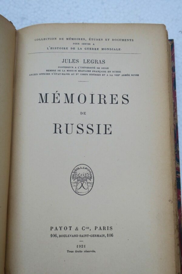 Russie MEMOIRES DE RUSSIE - HISTOIRE DE LA GUERRE MONDIALE  1921 – Image 7