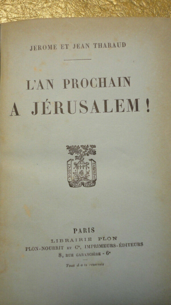 THARAUD JEROME ET JEAN L'AN PROCHAIN A JERUSALEM !        PLON – Image 3